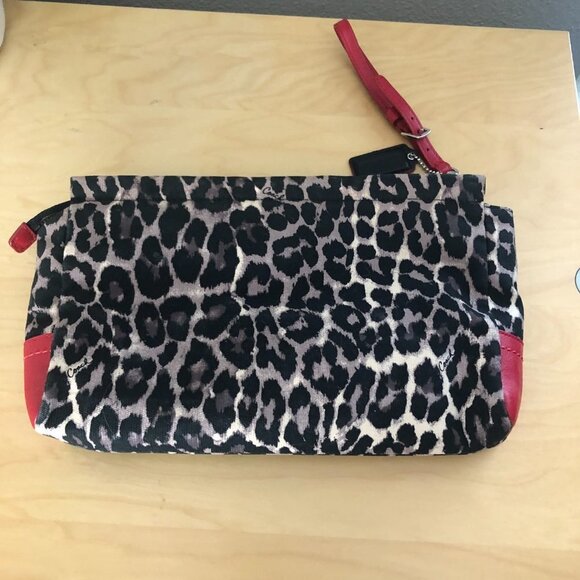 Coach Leopard Print Clutch with Red Accents - Picture 4 of 10